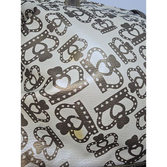 Kathy Van Zeeland Y2K Carry On Crown Duffel Bag Suitcase Vintage Gold/Cream - Picture 12 of 16